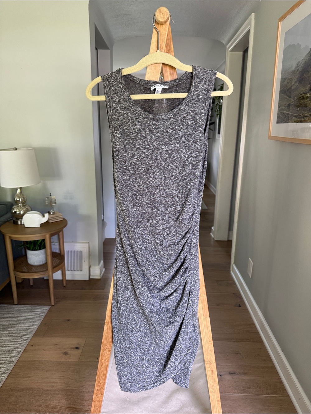 Tildon Charcoal Sleeveless Ruched Midi Dress